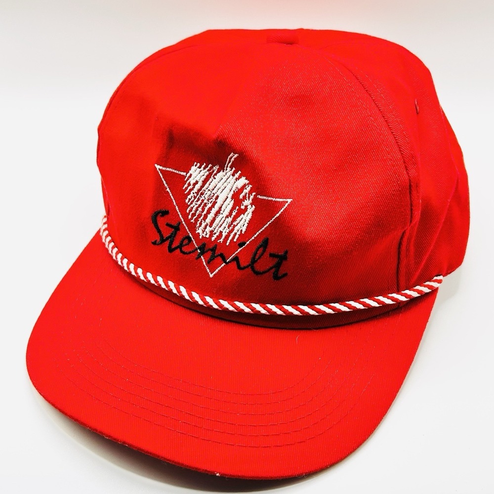 Stemilt Triangle Logo Rope Trucker Hat Cap Adjustable Red Outdoors Casual Sports